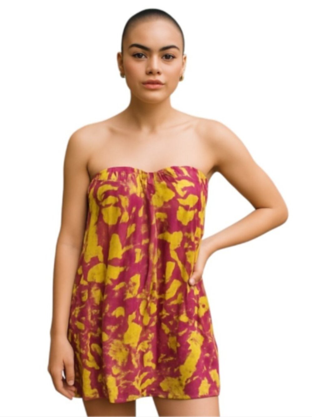 NEW Jay Godfrey Size 6 3 Layer Silk Strapless Mini Dress Sheer Red Green Overlay